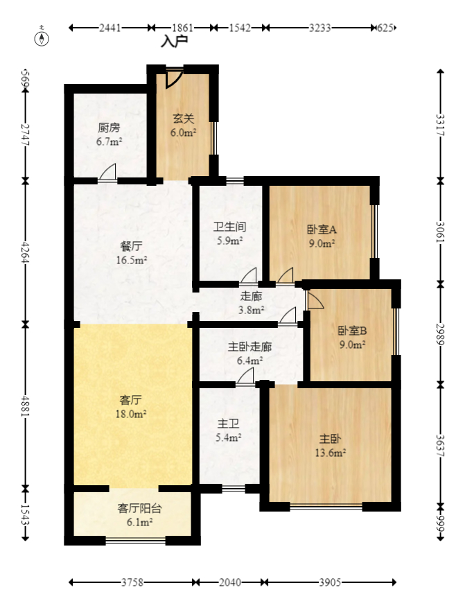 中建芙蓉嘉苑  3室2厅2卫   135.00万室内图1