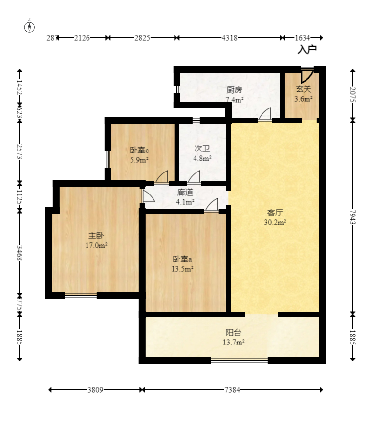 保利麓谷林语C区  3室2厅1卫   132.00万室内图1