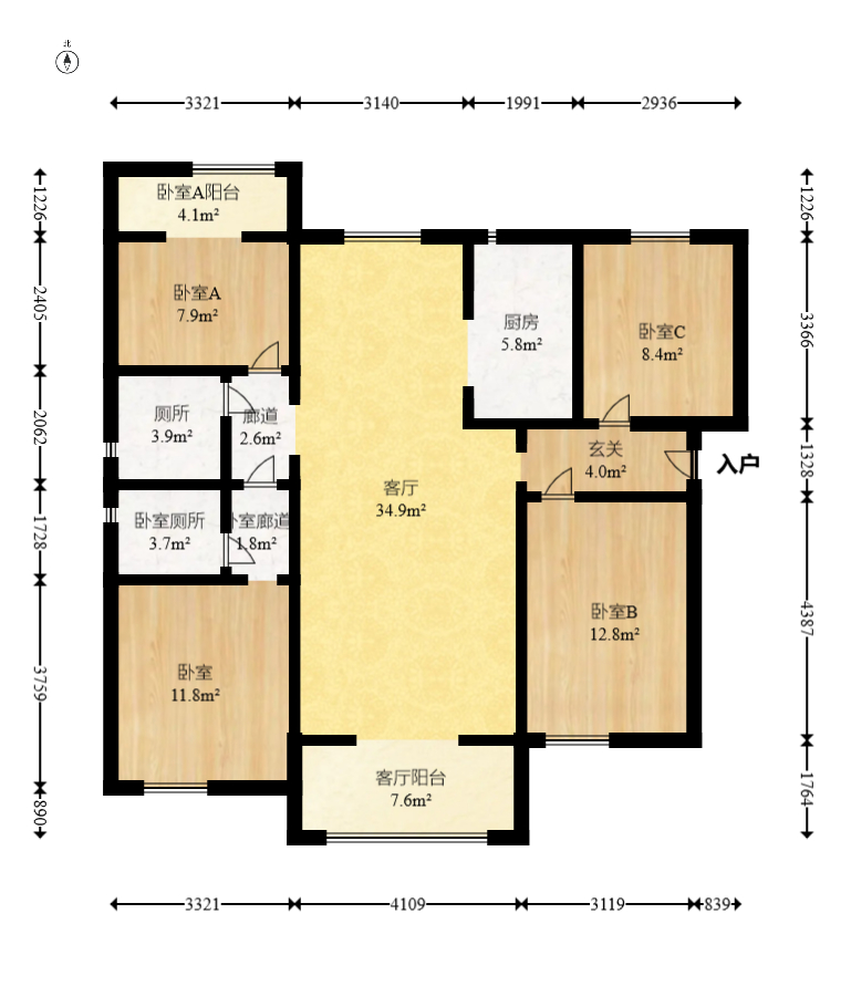 美的翰城  4室2厅2卫    94.0万 美的翰城  4室2厅2卫    94.0万户型图