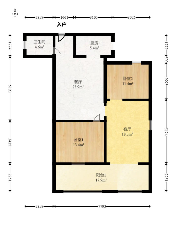 润和湘江天地AB区 3室2厅2卫 120.80万 润和湘江天地AB区 3室2厅2卫 120.80万户型图