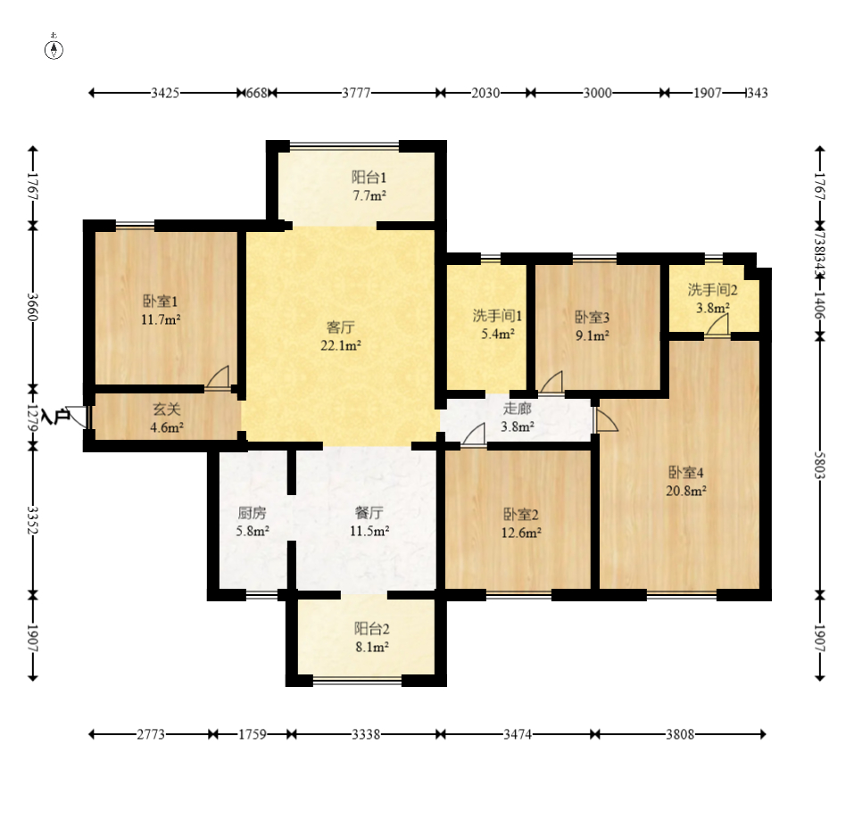 上海城小区 4室2厅2卫 120.0万 上海城小区 4室2厅2卫 120.0万户型图