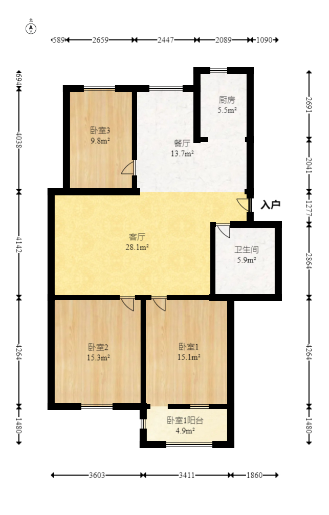 马王堆陶瓷建材新城  3室2厅1卫   70.00万室内图1