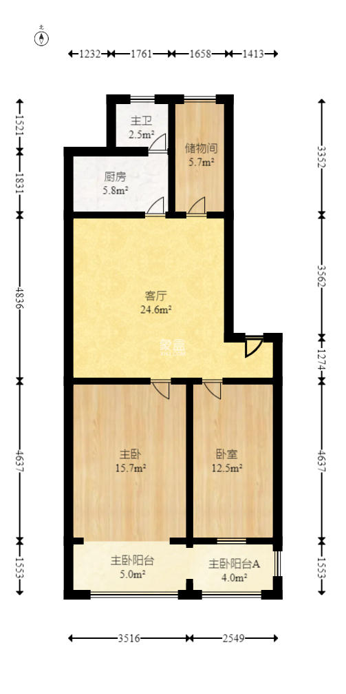 湘绣城  2室2厅1卫   39.80万室内图1