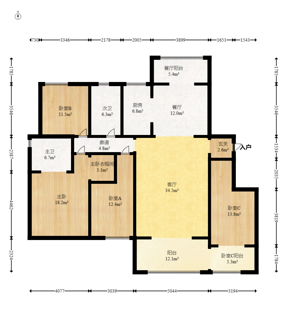 云栖谷  4室2厅2卫   125.00万室内图1