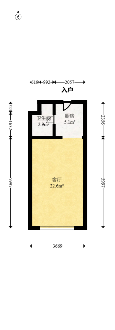 梅溪湖金茂湾  1室1厅2卫   42.00万室内图1