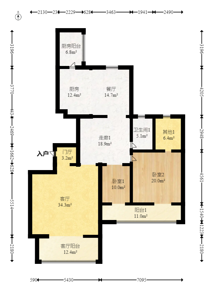 鑫源公寓  5室3厅2卫   468.00万室内图1