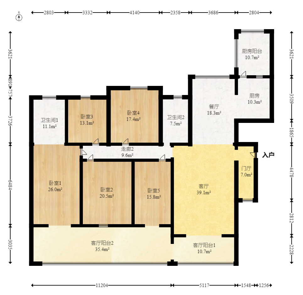 鑫源公寓 5室2厅2卫 280.0万 鑫源公寓 5室2厅2卫 280.0万户型图