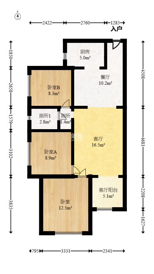 合能洋湖公馆  3室2厅1卫   110.00万