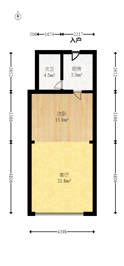 摩天一号  1室1厅1卫   60.00万室内图1