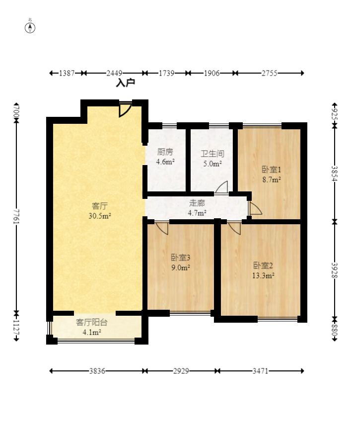 中建信和城  3室2厅1卫   116.00万室内图1