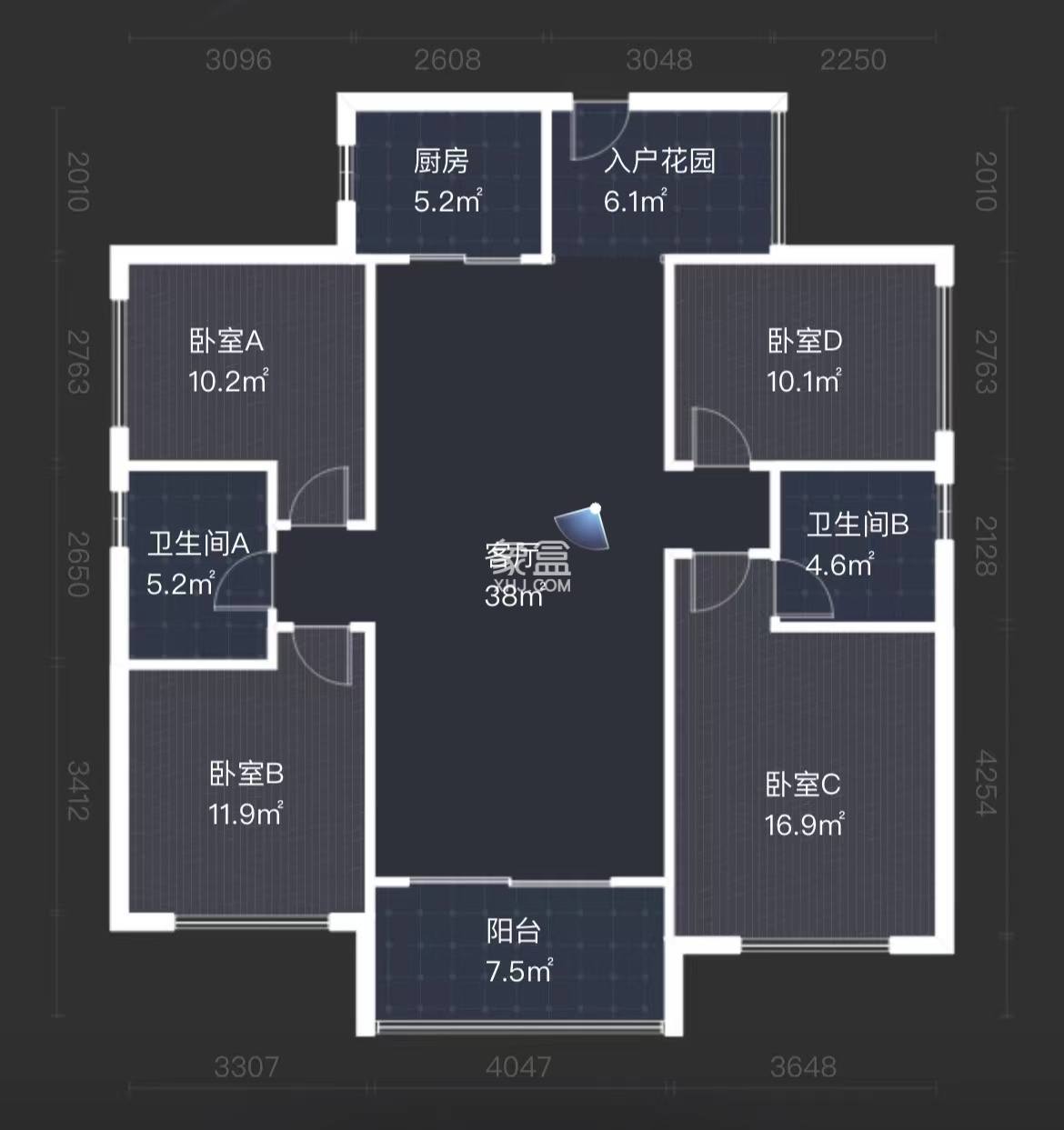 湘银星城  4室2厅2卫   79.00万室内图1