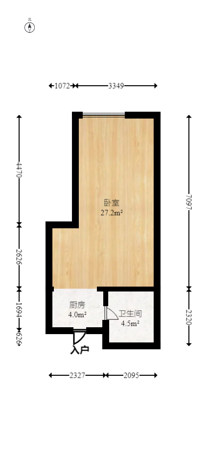 德思勤城市广场（宝格丽公寓）  1室1厅1卫    36.5万室内图1