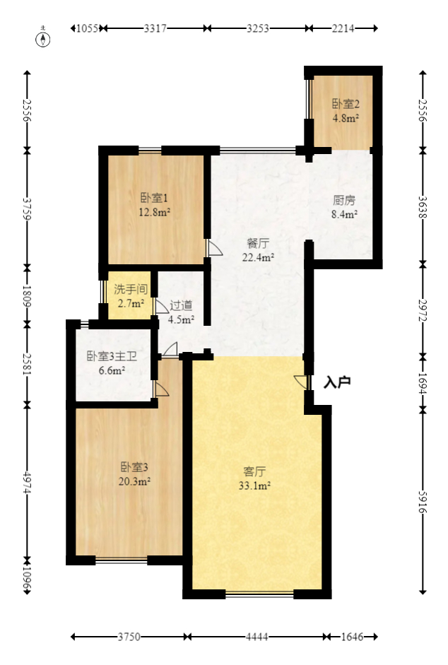 阳光锦城  4室2厅2卫    225.0万室内图1