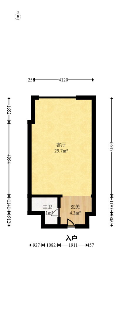 极目楚天  1室1厅1卫   27.50万室内图1