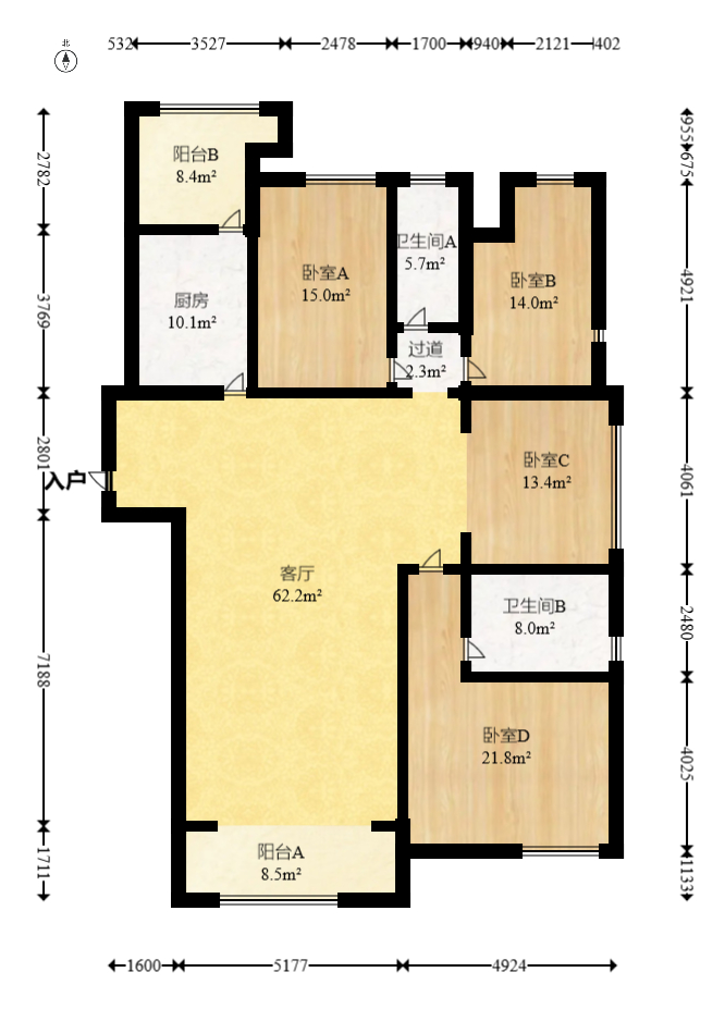 公园9号  4室2厅2卫   330.00万室内图1