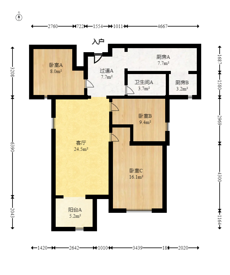欧莱雅郡  3室1厅1卫   85.00万室内图1