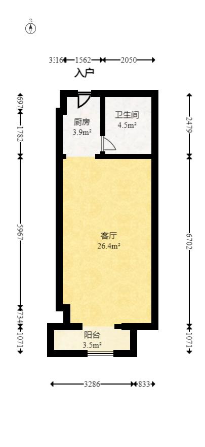 鑫远悦城（鑫远悦时代）  1室1厅1卫    38.98万室内图1