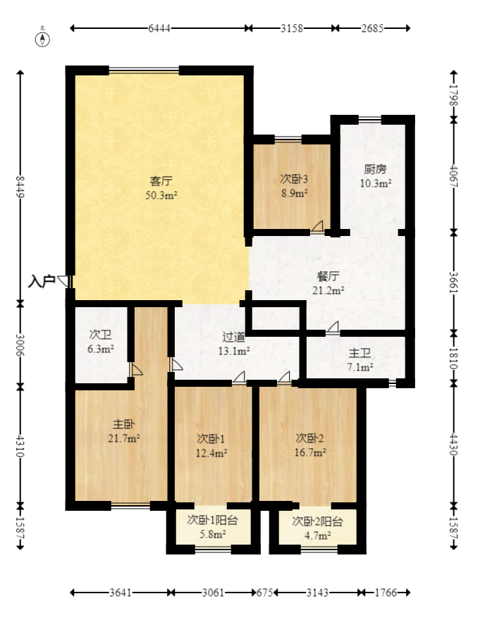法苑小区  4室2厅2卫   160.00万室内图1