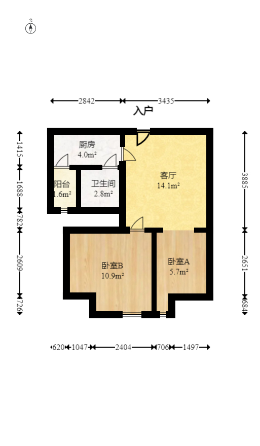中建芙蓉工社  2室1厅1卫   50.00万室内图1