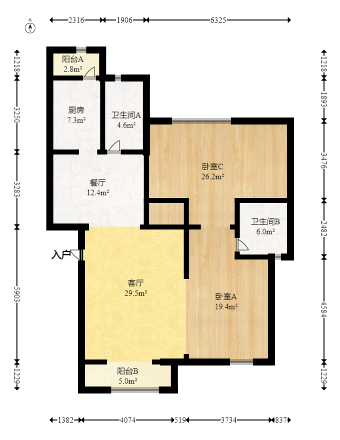 丽发新城  3室2厅1卫   115.00万室内图1