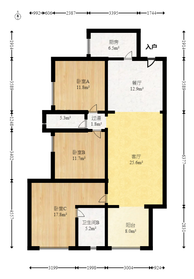 汇金城/嘉华城(二期、三期)  3室2厅2卫    130.8万 汇金城/嘉华城(二期、三期)  3室2厅2卫    130.8万户型图