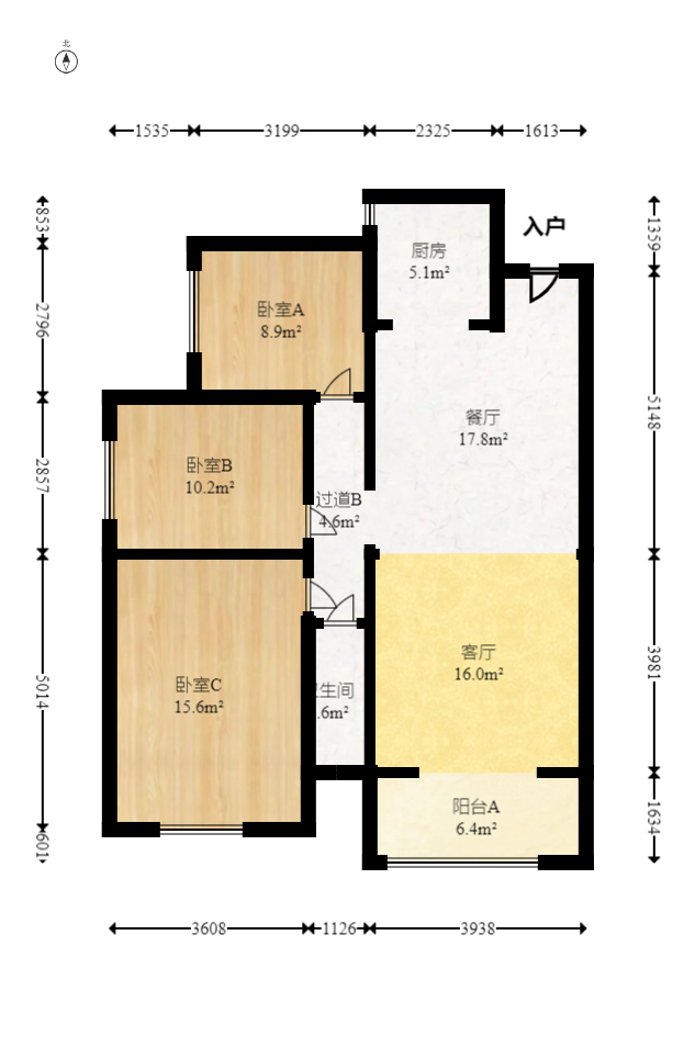 中建嘉和城  3室2厅1卫   106.00万室内图1