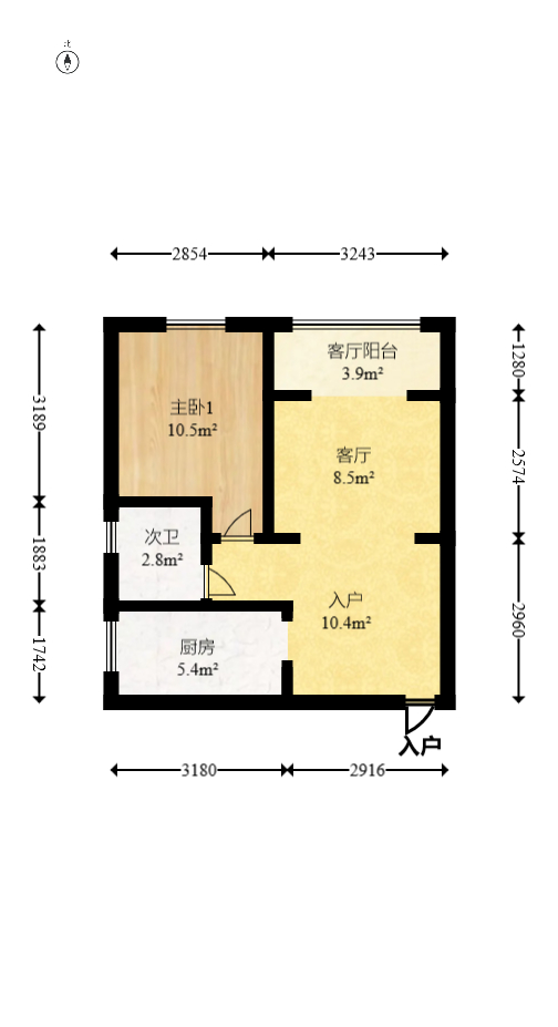 蓝水湾一期  1室1厅1卫   87.70万室内图1