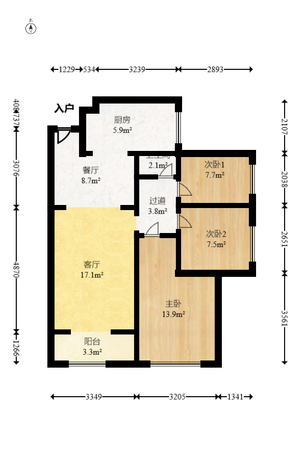 华润置地广场二期  3室2厅1卫    85.0万 华润置地广场二期  3室2厅1卫    85.0万户型图