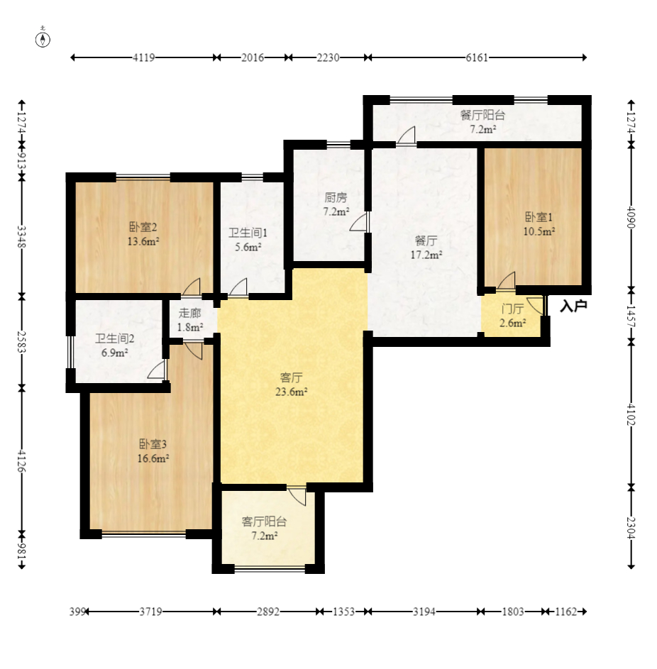 博林云栖  3室2厅1卫   135.00万室内图1