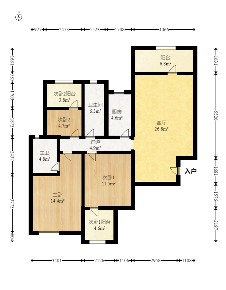 国泰九龙湾 3室2厅1卫 118.0万 国泰九龙湾 3室2厅1卫 118.0万户型图