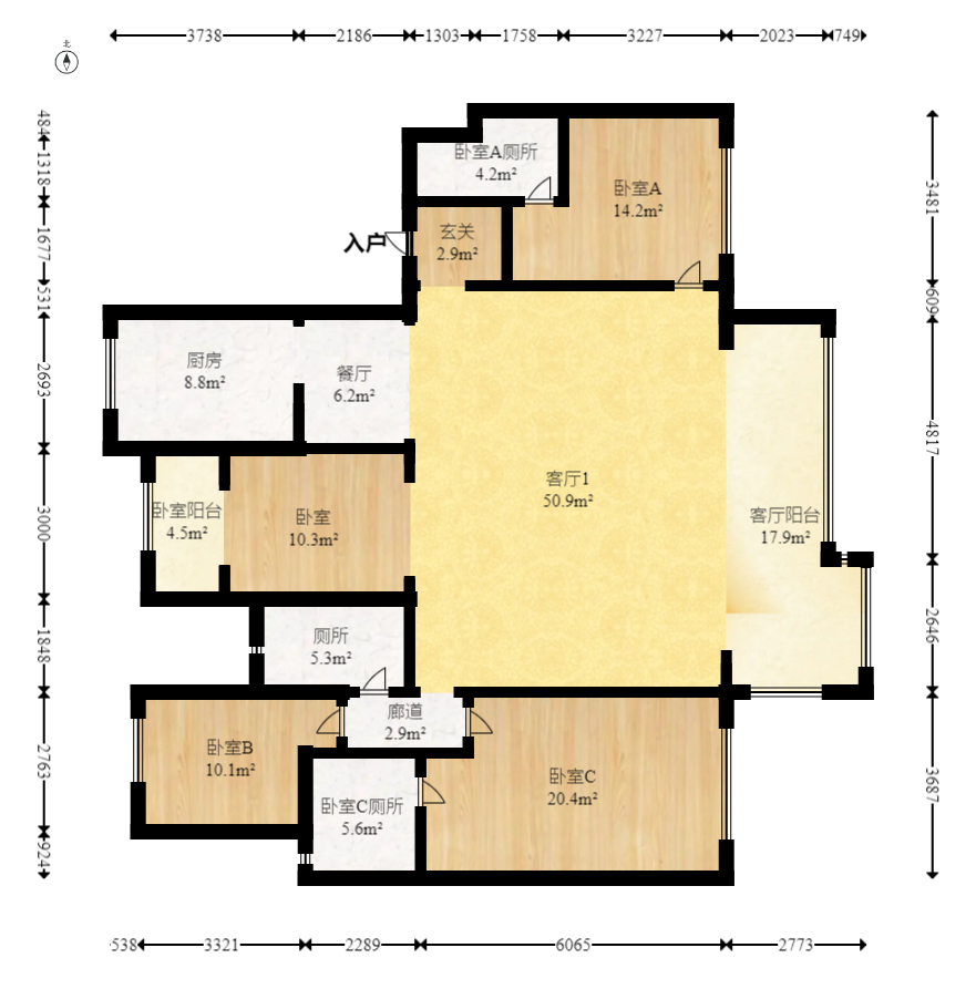 建发电建江山悦  4室2厅3卫   350.00万室内图1