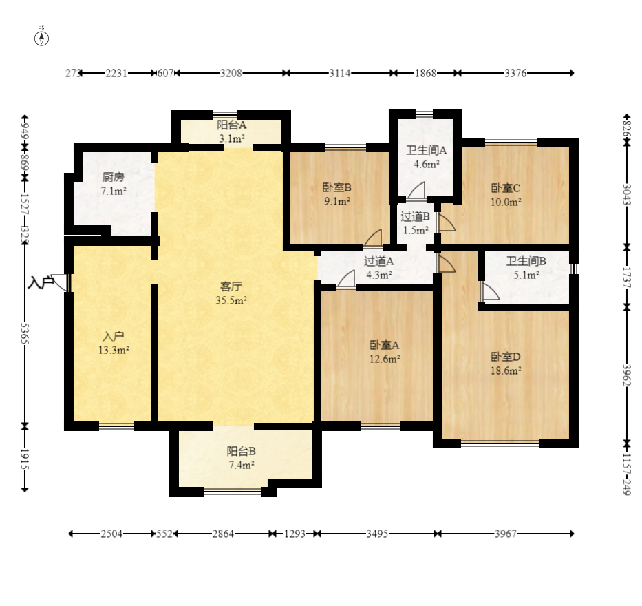 幸福庄园 4室2厅2卫 83.0万 幸福庄园 4室2厅2卫 83.0万户型图