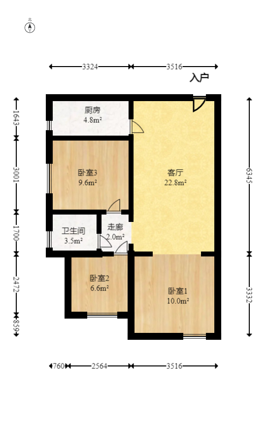 才子嘉都  2室2厅1卫   66.80万室内图1