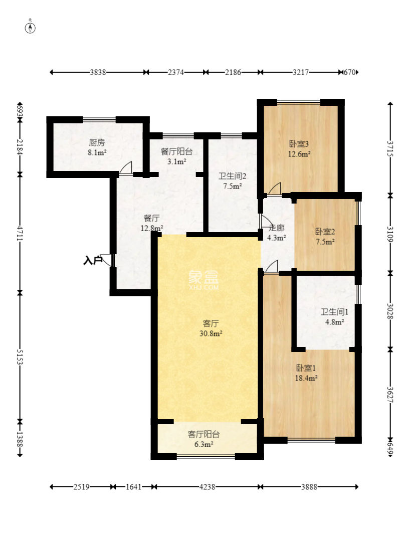 富兴嘉城（富兴汇中央）  3室2厅1卫   110.00万