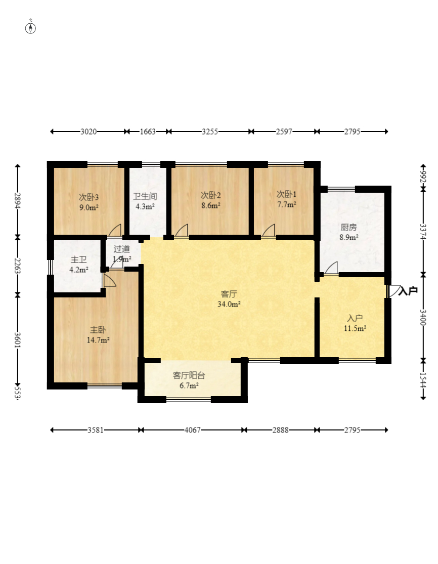 湖湾世景 4室2厅2卫 99.6万 湖湾世景 4室2厅2卫 99.6万户型图