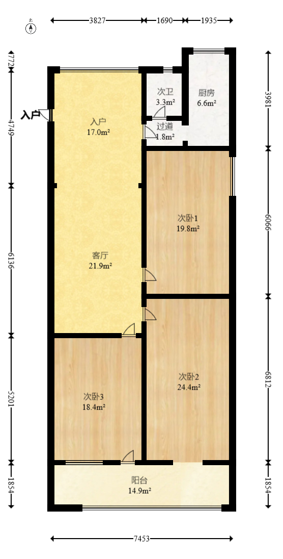 湖南第六工程有限公司机关小区（六公司机关大院）  3室1厅1卫   85.00万室内图1