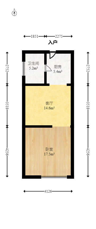九峰远见 1室1厅1卫 55.0万 九峰远见 1室1厅1卫 55.0万户型图