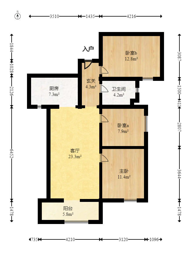中粮鸿云  3室2厅1卫    62.0万室内图1