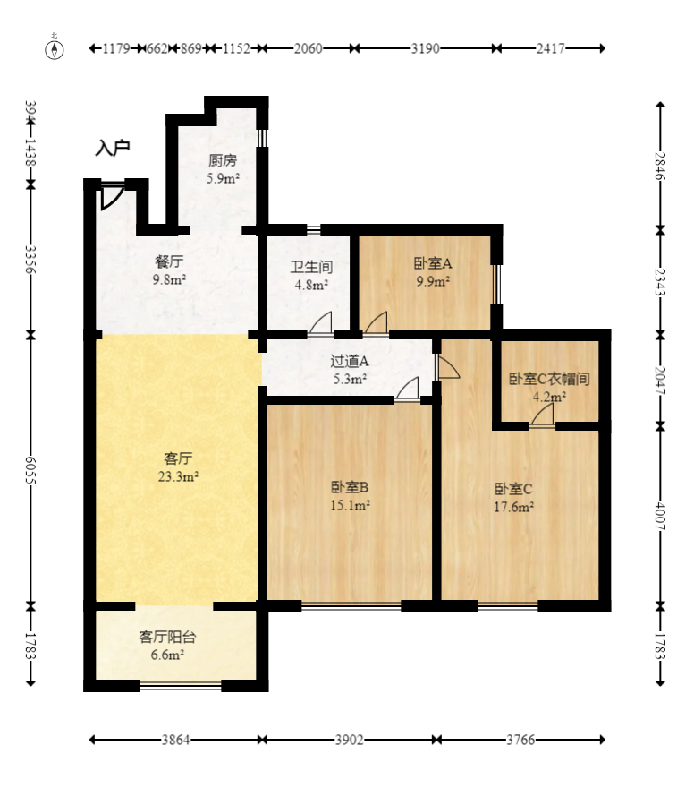 钰龙天下二期（钰龙佳园）  3室2厅2卫   248.00万室内图1
