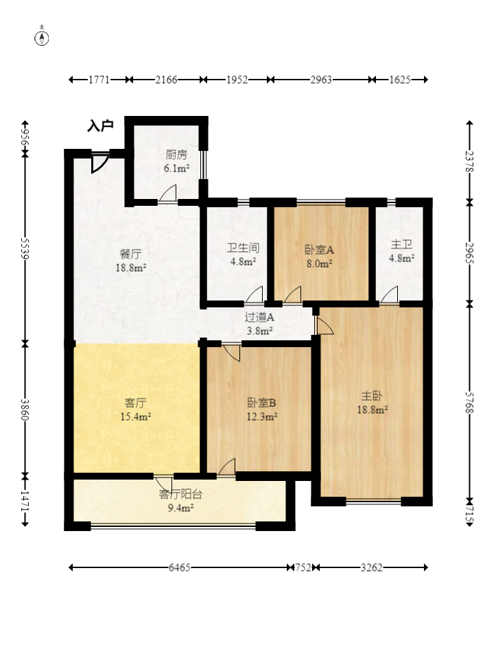 金茂建发泊悦  3室2厅2卫   178.00万室内图1