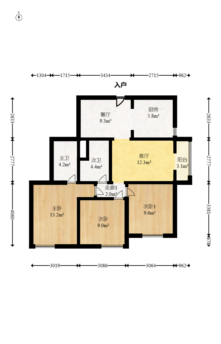 丽花城 3室2厅2卫 120.0万 丽花城 3室2厅2卫 120.0万户型图