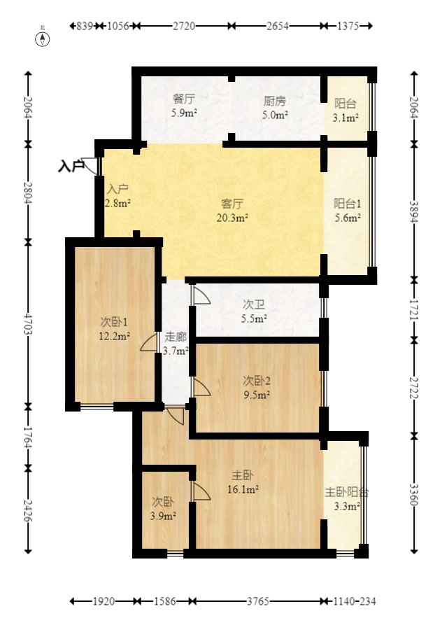 都市森林  3室2厅2卫   199.00万室内图1