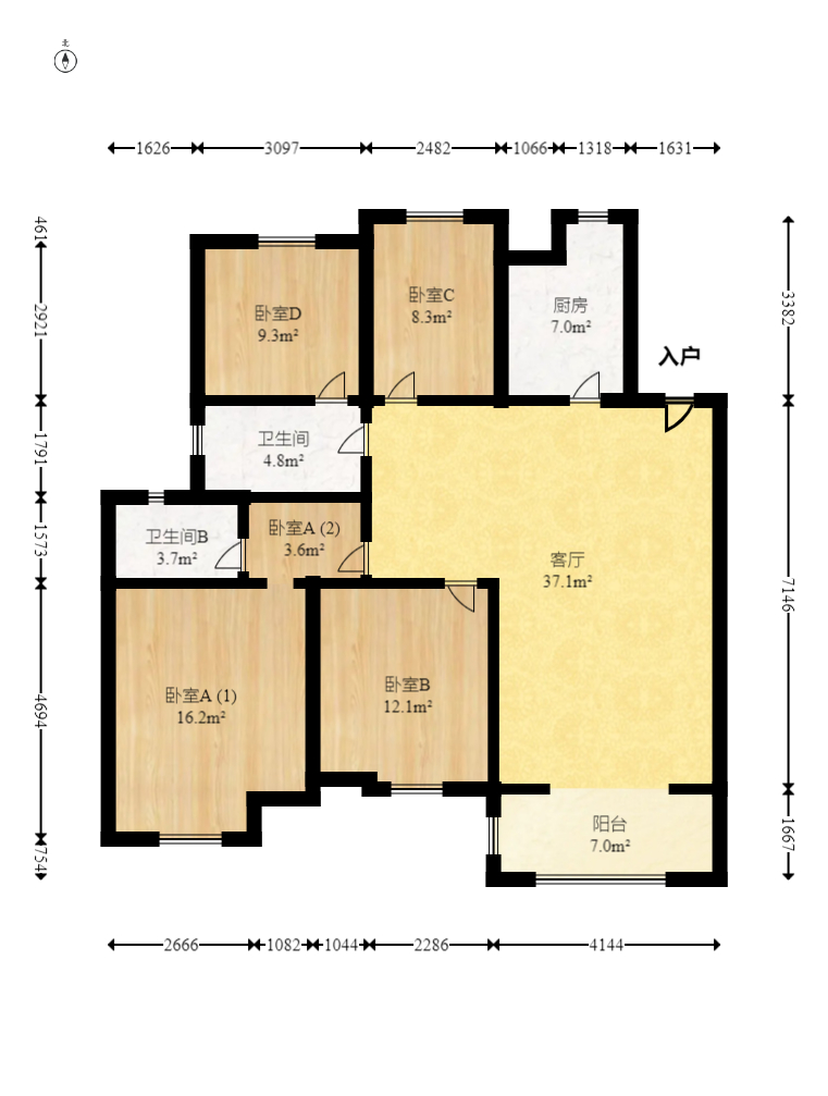 梅溪正荣府  4室2厅2卫    158.0万室内图1