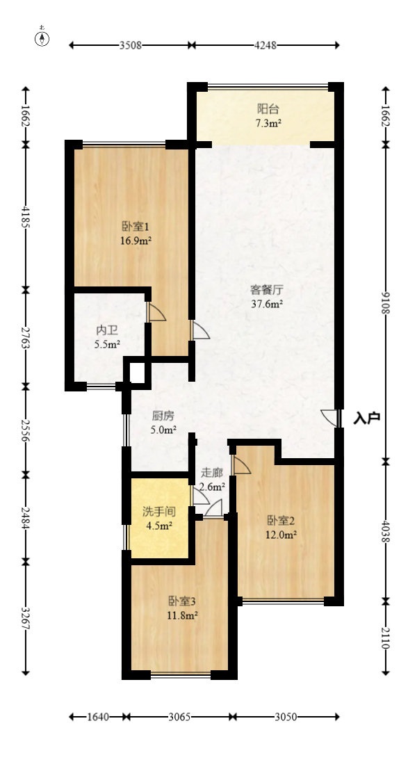 阳光城尚东湾凌云府  3室2厅2卫   143.00万室内图1