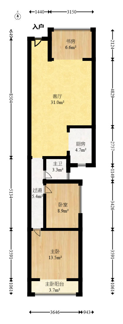 新长海广场  3室2厅1卫    47.99万室内图1