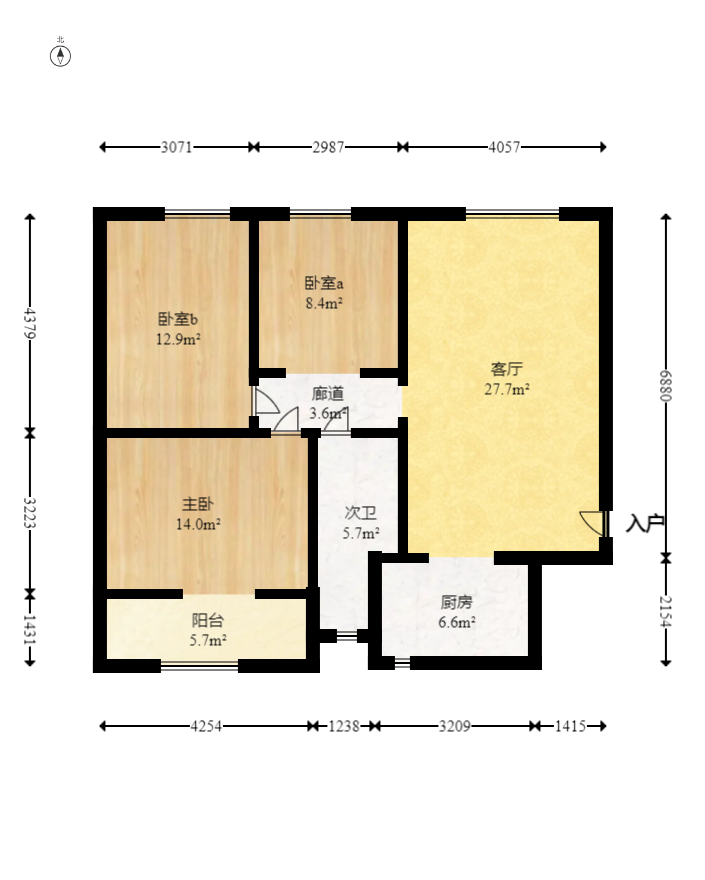 华美公寓（新猎鹰公寓）  3室2厅1卫   88.00万室内图1