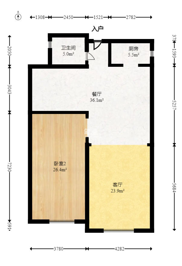 润和湘江天地（卡地亚公寓）  3室2厅2卫   135.00万室内图1