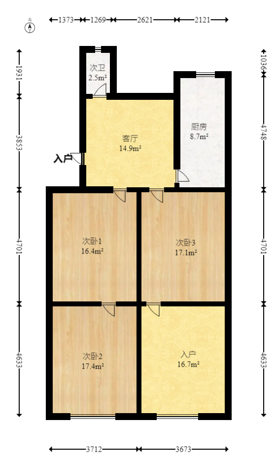 湖开小区（湖南开关厂宿舍）/南大桥社区  4室1厅1卫   54.50万室内图1
