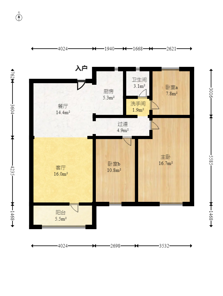 澳海望洲府 3室2厅1卫 60.0万 澳海望洲府 3室2厅1卫 60.0万户型图