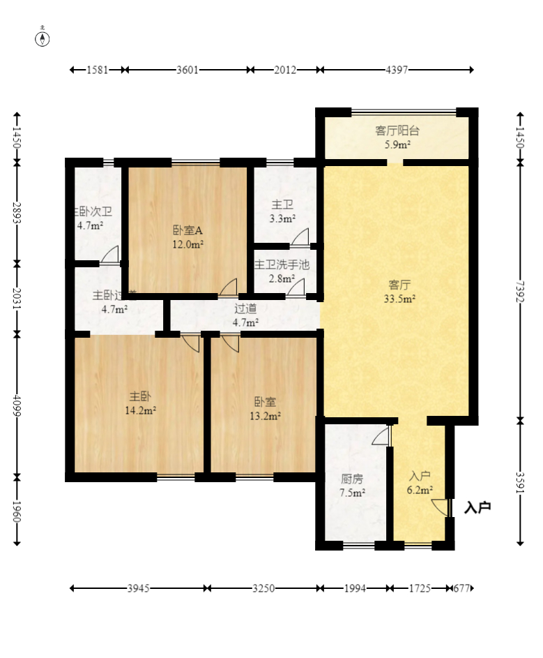 尚都花园城 3室2厅2卫 63.8万 尚都花园城 3室2厅2卫 63.8万户型图
